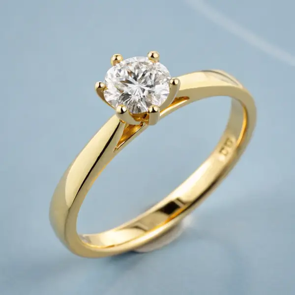 Anel de Ouro 18k com Diamante Solitário