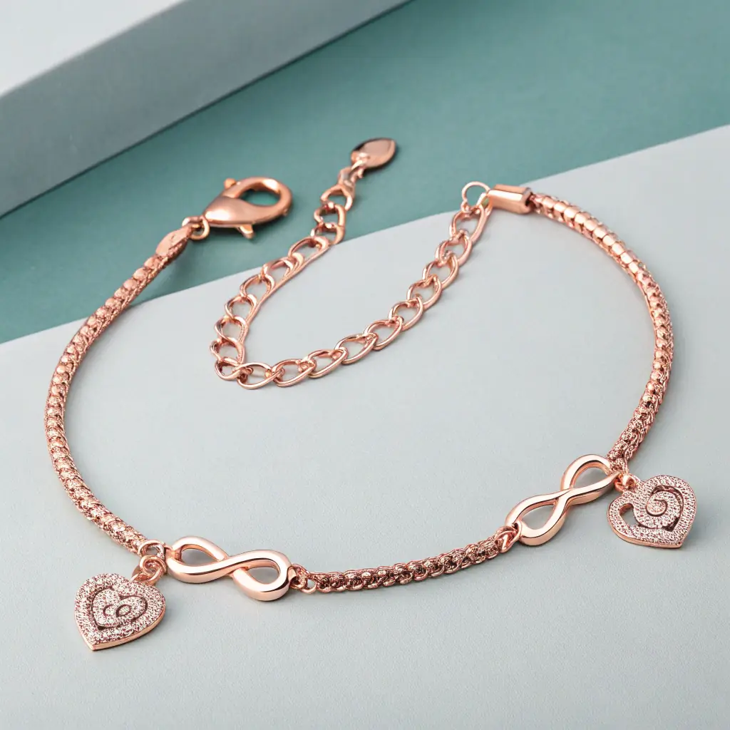 Pulseira de Ouro Rosé com Pedras de Zircónia