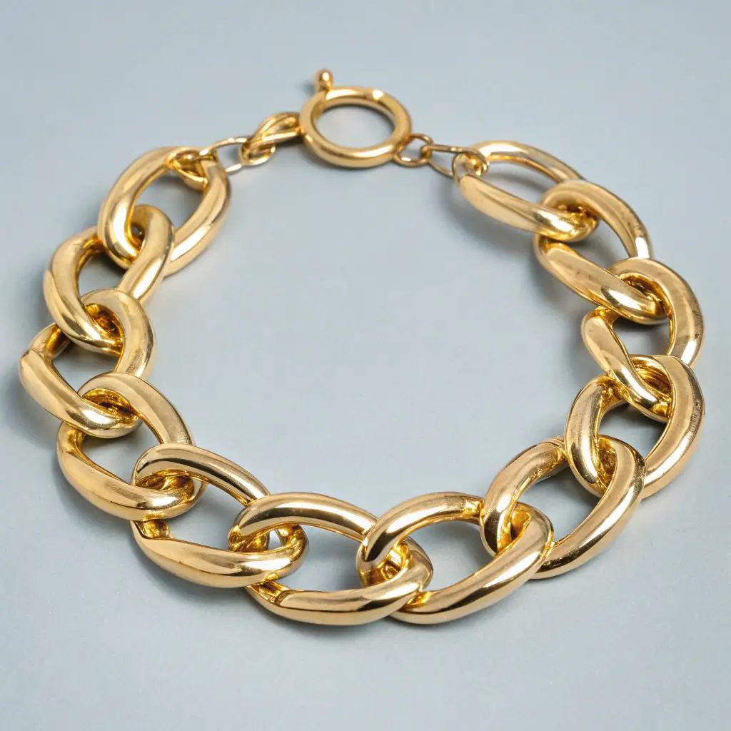 Pulseira de Corrente Grossa com Fecho de Ouro