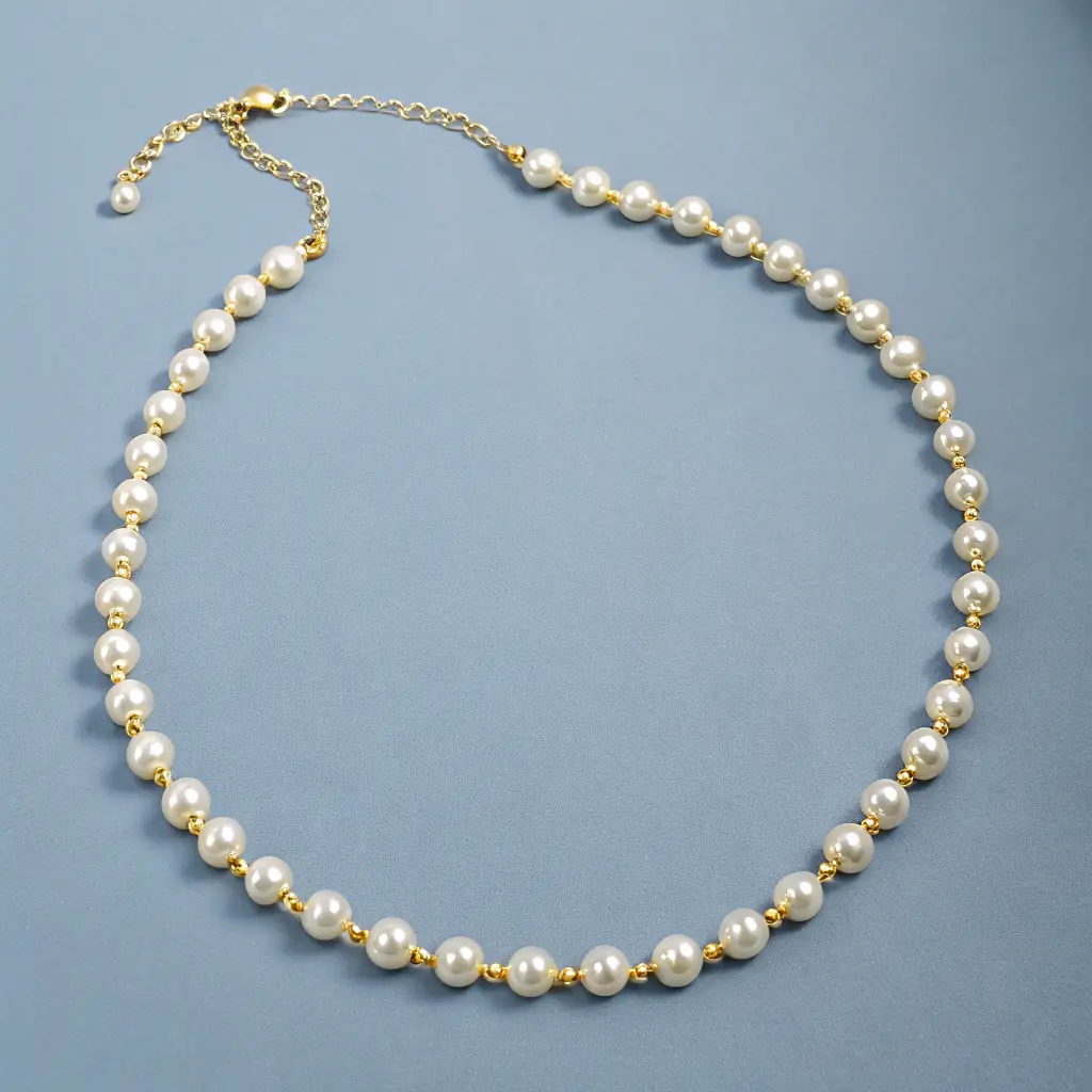 Colar de Ouro Rosa com Pérolas