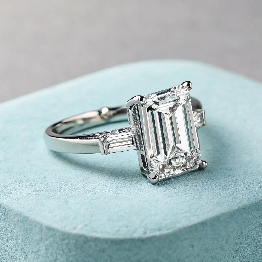 Anel com Gema de Corte Esmeralda