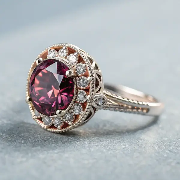 Anel Fino de Ouro com Pedra de Cor