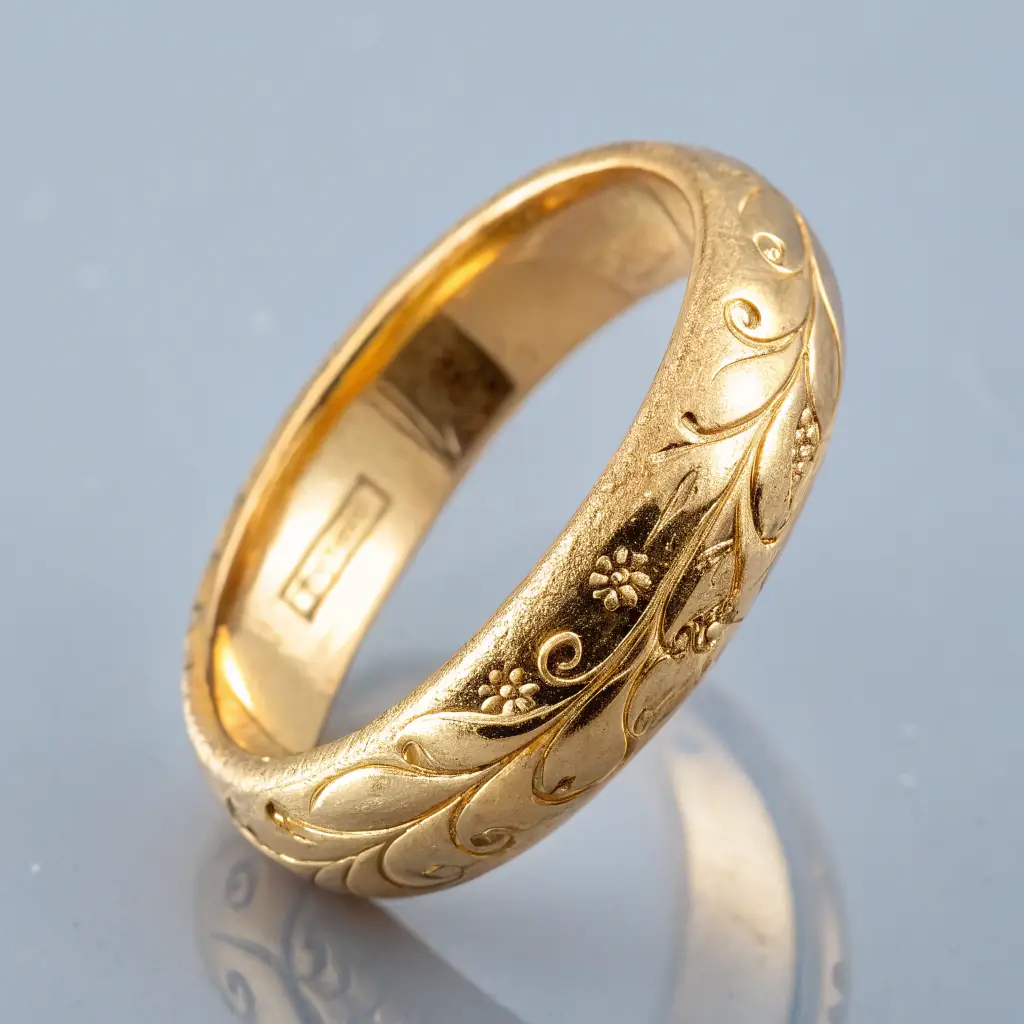 Anel de Ouro Rosé com Detalhes Florais