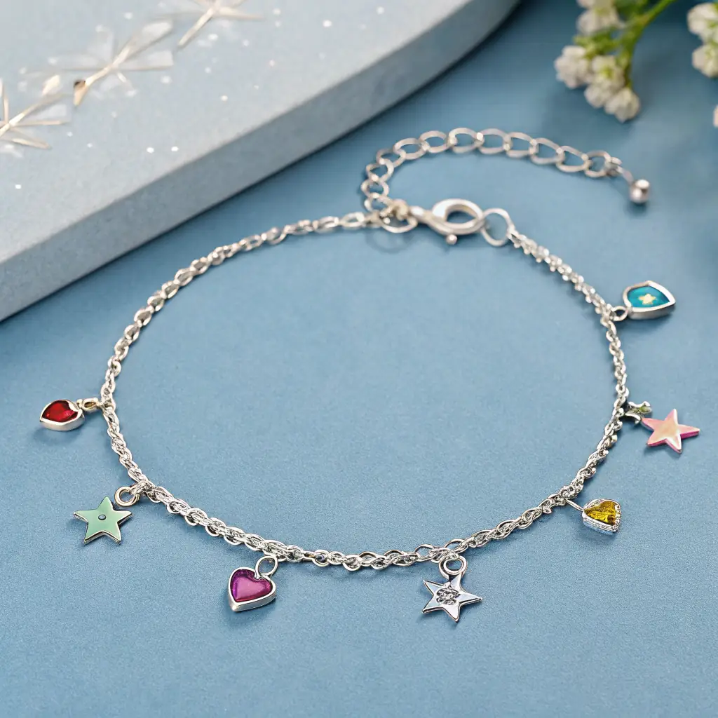 Pulseira de Charms com Pedras Preciosas