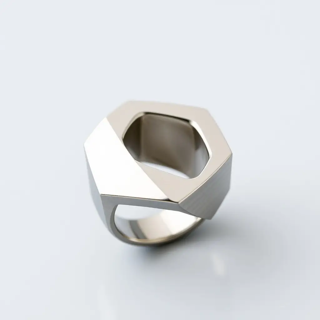 Anel de Ouro com Design Geométrico