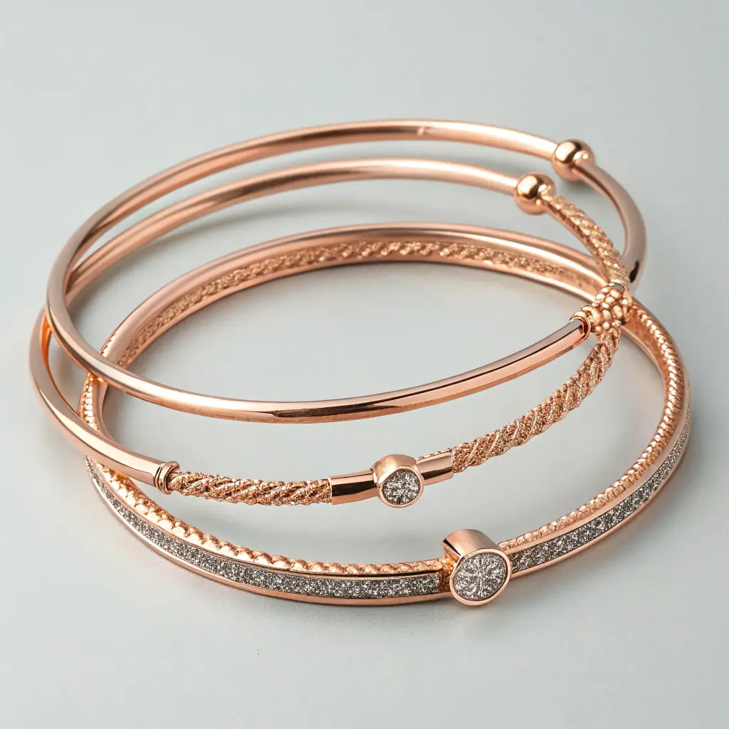 Pulseiras Empilhadas de Ouro e Pedra