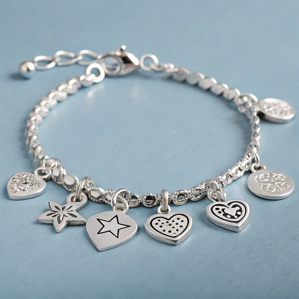 Pulseira de Charme com Detalhes Dourados